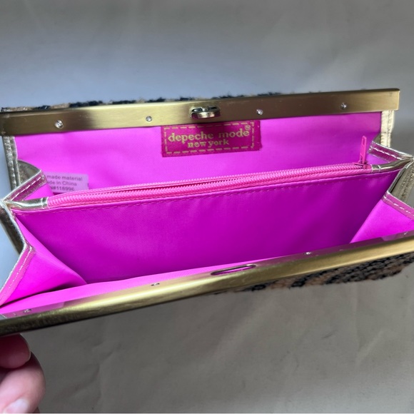 Depeche Mode NY sequin leopard print wallet clutch - Picture 5 of 10